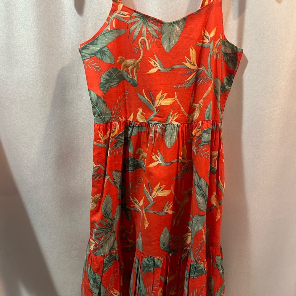 Janie and Jack Orange Jungle Print Tropical Print Dress monkeys LN